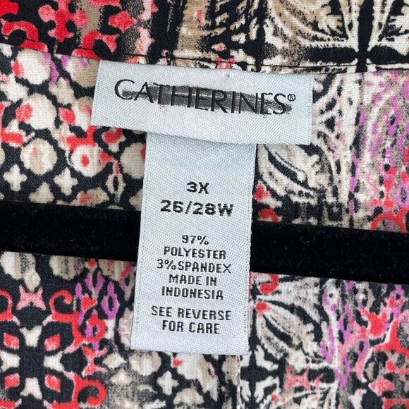 Catherines Womens Plus 3X Button Front Tunic Top Blouse Roll Tab Sleeve Shirt - Picture 4 of 10